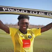 PROUD SIGNING: Kazeem Olaigbe has joined Harrogate Town on loan