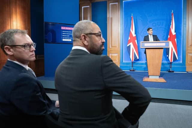 Prime Minister Rishi Sunak holds a press conference after the Safety of Rwanda Bill passes its third reading in the House of Commons. PIC: Stefan Rousseau/PA Wire