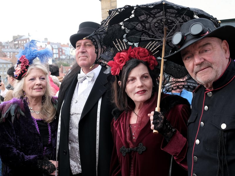 Whitby Goths ..Walking through Whitby pic Richard Ponter