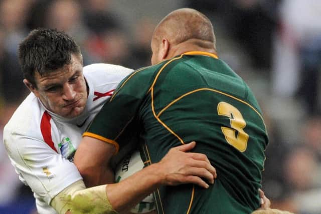 South Africa's prop CJ Van der Linde (C) is tackled by England's flanker Martin Corry during the 2007 World Cup final in Paris (Picture: MARTIN BUREAU/AFP via Getty Images)