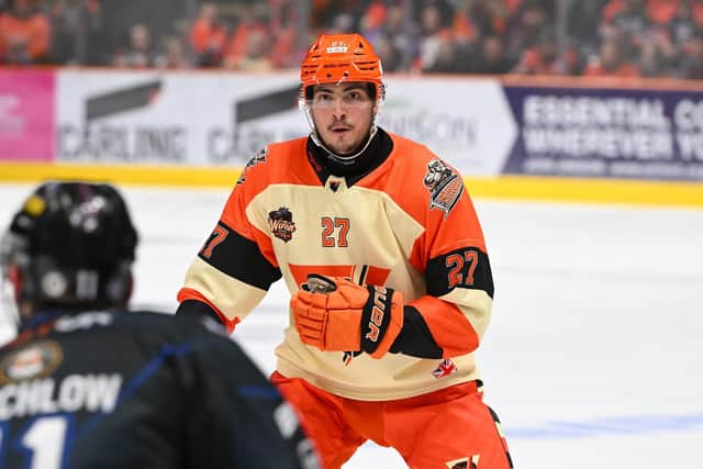 INTERNATIONAL CALLING: Cole Shudra's form for Sheffield Steelers during the 2023-24 Elite League season has earned him a first call-up for Great Britain at senior level. Picture: Dean Woolley/Steelers Media.
