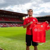 Barnsley defender Tennai Watson, pictured at his unveiling as a Reds player. Picture courtesy of BFC.