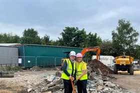 Raskelf Group founders Alan and Elizabeth Colleran are pictured on site at Heckmondwike, where work on a new £1.2m factory extension has commenced.