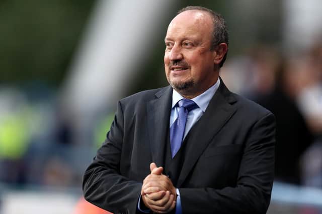 HUDDERSFIELD, ENGLAND - AUGUST 24: Rafa Benítez, former Everton manager during the Carabao Cup second round match between Huddersfield Town and Everton at the John Smith’s Stadium on August 24, 2021 in Huddersfield, England. (Photo by George Wood/Getty Images)