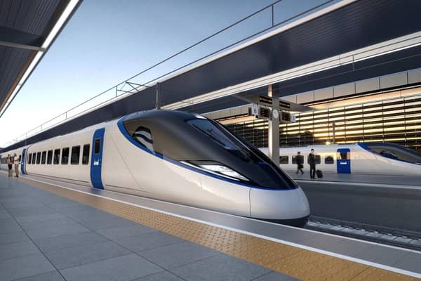 An early representation of what the new HS2 trains could look like. (Photo credit: HS2/PA Wire)