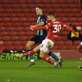 Adam Phillips fires in a splendid second goal for Barnsley against Crewe at Oakwell. Picture: Jonathan Gawthorpe