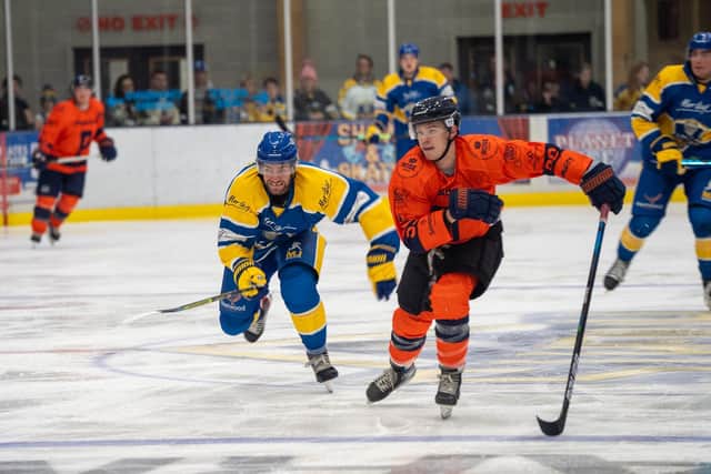 ON A ROLL: Grant Cooper swung the game in Leeds Knights favour in Peterborough with a third-period, four-goal blast. Picture courtesy of Oliver Portamento.