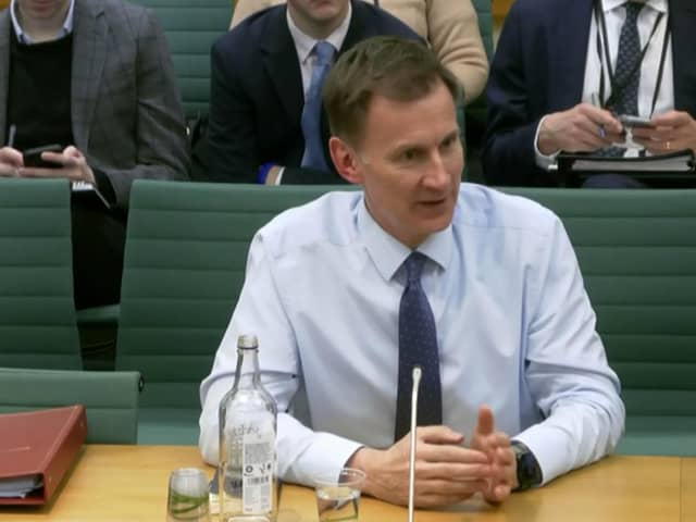 Chancellor Jeremy Hunt appearing before the Treasury Committee in the House of Commons, London on the subject of the Spring Budget 2024. PIC: House of Commons/UK Parliament/PA Wire