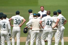 England batsman Jonny Bairstow speaks to the Australia fielders after controversially being stumped during the 5th day of the LV=Insurance Ashes Test Match at Lord's (Picture: Stu Forster/Getty Images)