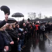 Memorial Service marking the 50th anniversary of the M62 Coach Bombing at the Hartshead Moor Service Station. Picture taken by Yorkshire Post Photographer Simon Hulme