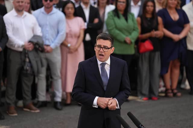 Andy Burnham makes a speech outside 10 Downing Street, London, after meeting King Charles III and accepting his invitation to become Prime Minister and form a new government