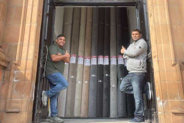 Furkan (l) and Urfan (r) are excited to reopen Mike's Carpets in Leeds