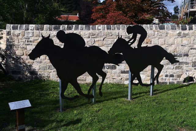 'On the home straight' commissioned by Firbeck Parish Council to celebrate the 250th annivesary of the St Leger Stakes.