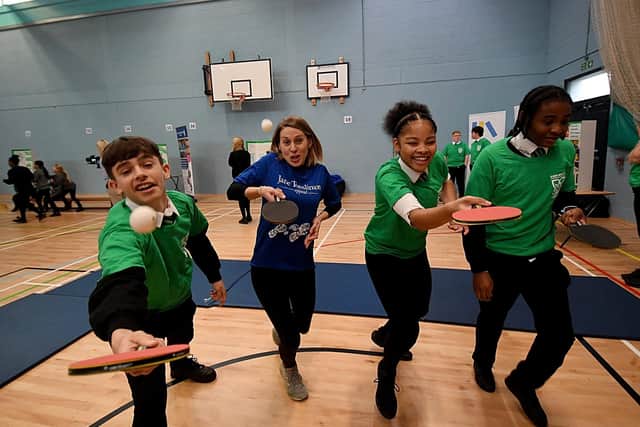 Suzanne Tomlinson is pictured taking part in activities for te 'Make it 20' as part of the Jane Tomlison Appeal, at Carr Manor Community School, Leeds Picture by Simon Hulme 16th November 2022










