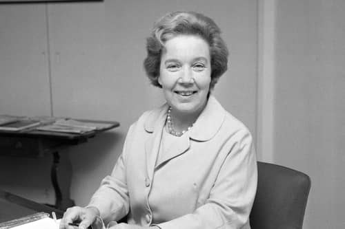 Alice Bacon, MP for Leeds South East, at her desk in the Department of Education and Science, London. PIC: PA
