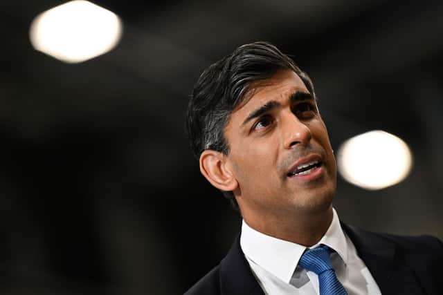 Prime Minister Rishi Sunak during media interviews at the end of his visit to Siemens Mobility factory in Goole, Yorkshire. PIC: Paul Ellis/PA Wire