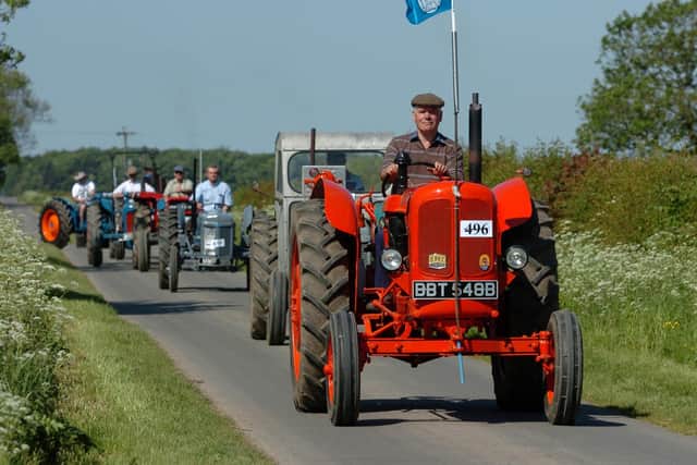 Flying the flag at the start of the East Riding Young Farmers' Club annual charity tractor road run from Etton, near Beverley