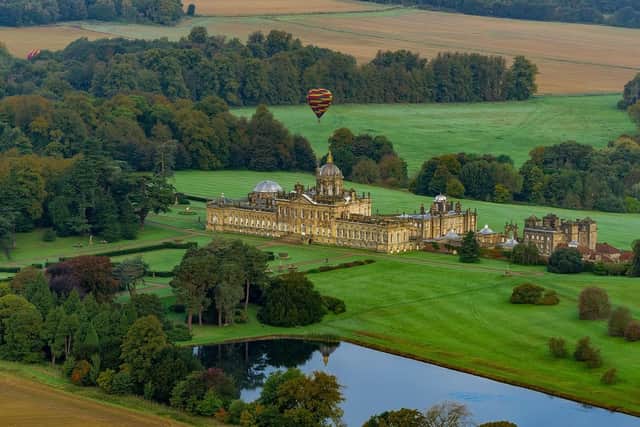 A balloon taking part in the York Balloon Fiesta, heading over Castle Howard, in North Yorkshire. (Pic credit: James Hardisty)