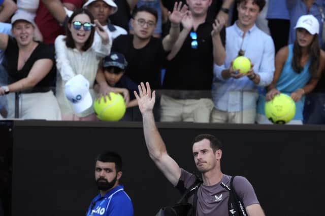 Final goodbye?: Andy Murray of Britain waves to the crowd following his first round loss to Tomas Martin Etcheverry of Argentina at the Australian Open (AP Photo/Andy Wong)