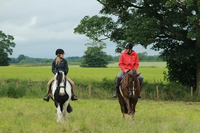 Helen and Dan horse riding. (Pic credit: Channel 5)