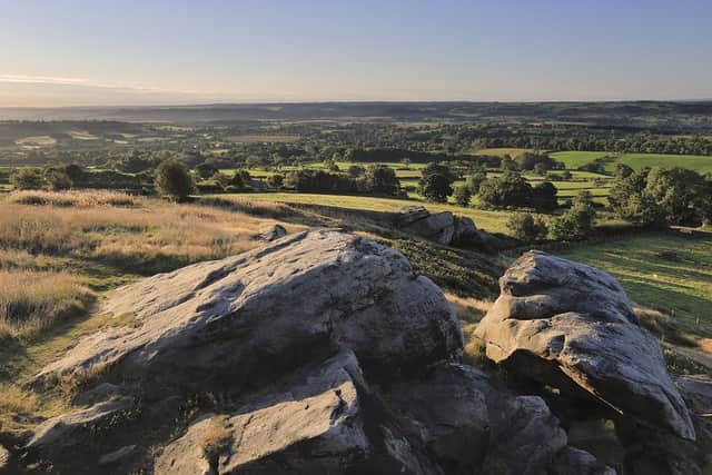 Looking down from Almscliffe Crag to Weeton & Lower Wharfedale. Image: Martin Priestley