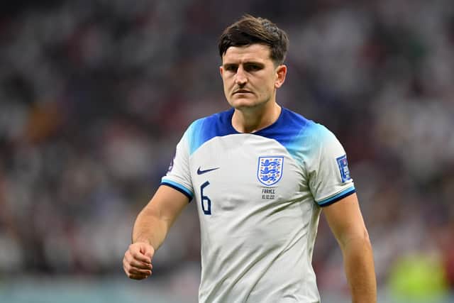 Harry Maguire of England looks on during the FIFA World Cup Qatar 2022 quarter-final match between England and France (Picture: Dan Mullan/Getty Images)