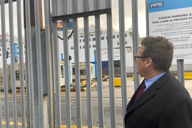 Labour Hull East MP Karl Turner at Hull's Alexandra Dock for a send off for the Pride of York, a P&O ferry set to be berthed in Zeebrugge following its final voyage.