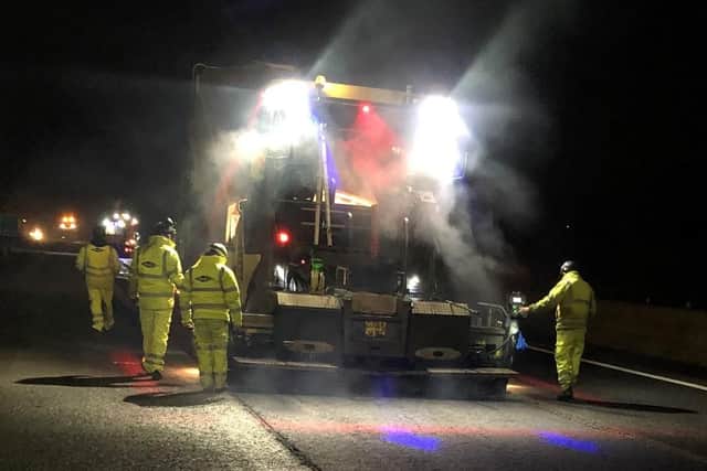 Resurfacing work on the M18 in South Yorkshire