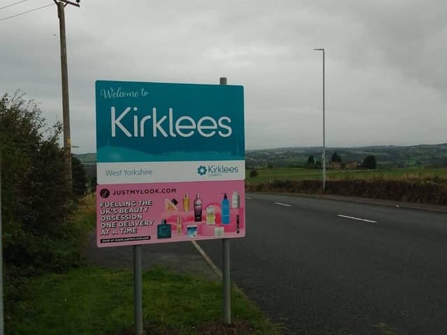 The \'Welcome to Kirklees\' sign that is actually welcoming drivers to Calderdale. Credit: Abigail Marlow
