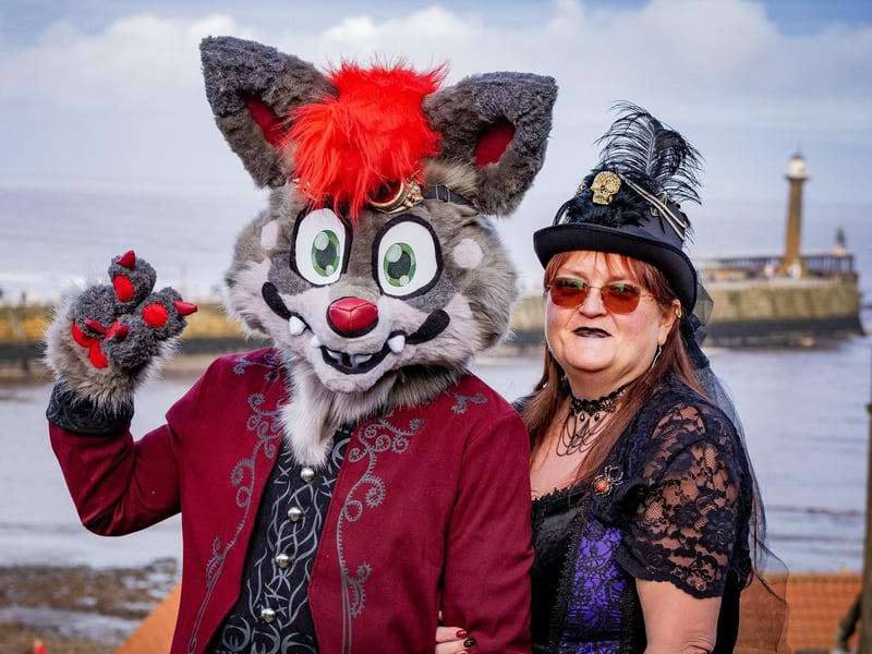 Whitby Goth Weekend 28th October, 2023. Luke and Carol Dainty from Bolton