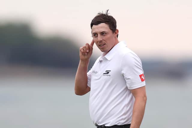 Can't hear you: Matthew Fitzpatrick of Sheffield motions to the boisterous fans after winning the RBC Heritage at Harbour Town Golf Links (Picture: Andrew Redington/Getty Images)