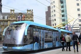 An artist's impression of the trolleybus scheme in Leeds, which was shelved in 2016. There is still a need for a mass transit system across West Yorkshire.