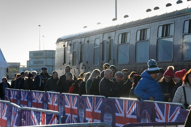 Crowds welcome back the Flying Scotsman back to Doncaster,  Freightliner Railport, Decoy Bank South, Doncaster. Picture taken by Yorkshire Post Photographer Simon Hulme