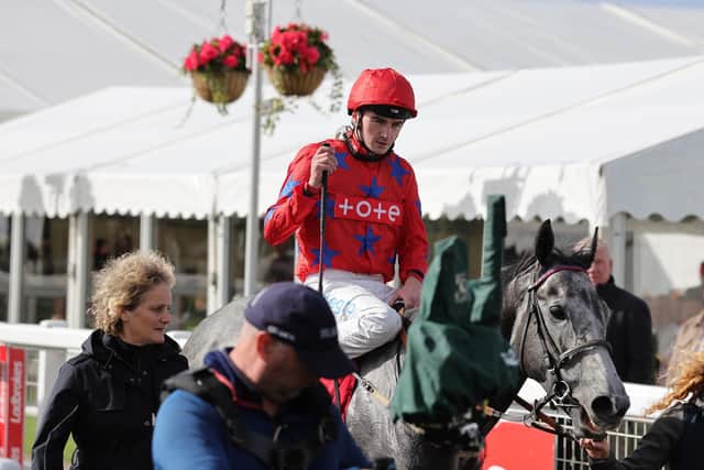 Silver grey: Jockey Oisin Orr and Station X after winning The Ladbrokes Ayr Silver Cup at Ayr Racecourse last month. Photo: Steve Welsh/PA Wire.