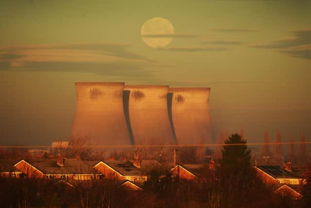 The final three cooling towers at Ferrybridge in the months before demolition.
