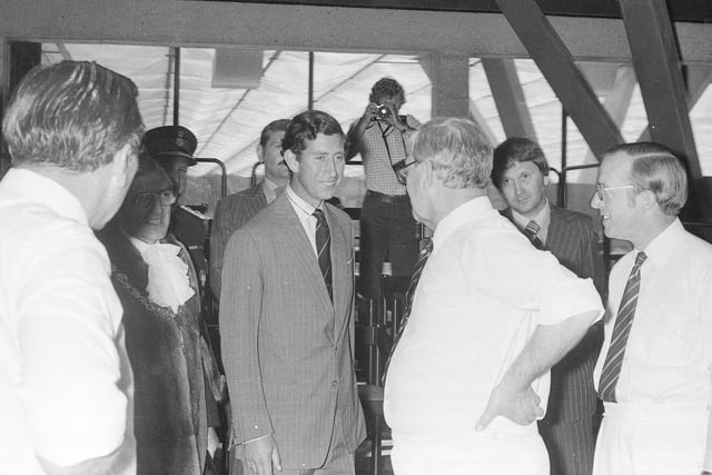 Plenty of smiles as Prince Charles visits Sunderland Leisure Centre, Crowtree Road, in May 1978.