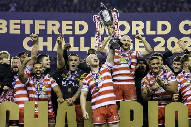 Wigan celebrate their World Club Challenge triumph. (Photo: Allan McKenzie/SWpix.com)
