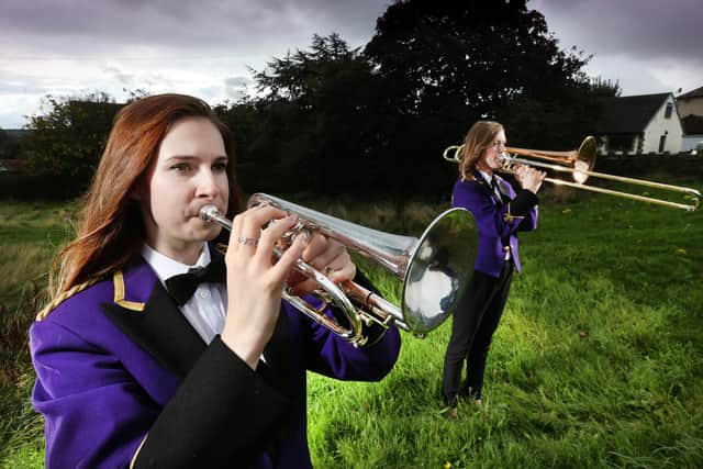 Cornet player Bethan Plant and trombone player Charlotte Horsfield of the world-famous Brighouse and Rastrick Brass Band. Picture : Lorne Campbell / Guzelian