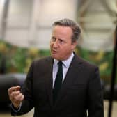 Foreign secretary Lord David Cameron speaks to the media.