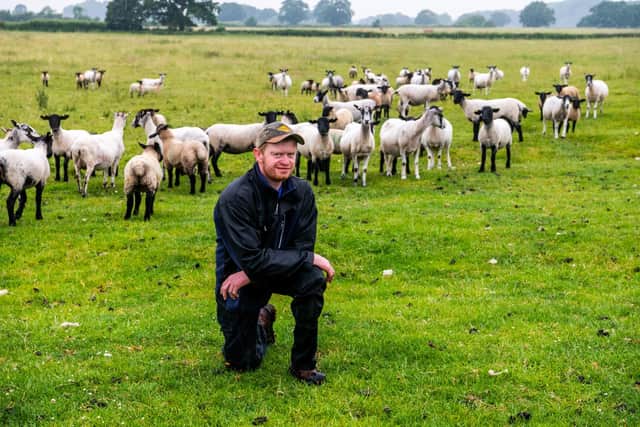 James Edgar, of High Bohemia Farm, near Wigginton, York. James is a Cattle and Sheep farmer as well as been a committee member for the Huby & Sutton Show, which is held this year on Sunday 2nd July at Sutton Park, Sutton on the Forest. Pictured James with his flock of Sheep.