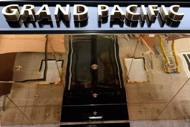 The Grand Pacific sign outside the newly renovated Queens Hotel in Leeds. Picture: Gary Longbottom