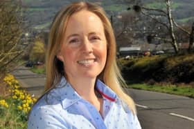 Jill Thorp at the farm on the M62