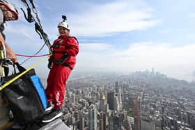 Katie Cross abseiled 900ft down the landmark Empire State Building in New York. (Photo by Roy Rochlin/Getty Images for Outward Bound)