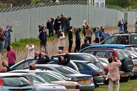 Hundreds of onlookers were watching as the first plane took off at Doncaster Sheffield Airport.