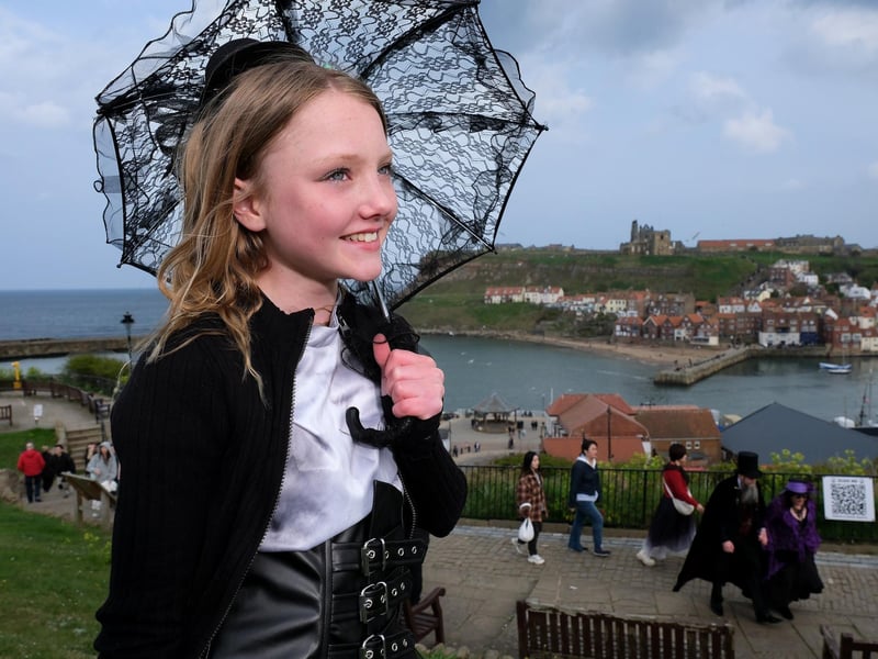 Whitby Goths ..Imogen enjoys a stroll on West Cliff . pic Richard Ponter