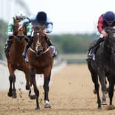 IN THE RUNNING: Spycatcher ridden by jockey Clifford Lee (second left) at last year's Jenningsbet Chipchase Stakes at Newcastle. Picture: Tim Goode/PA
