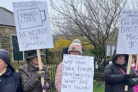 Residents protesting outside the town council's offices earlier this week