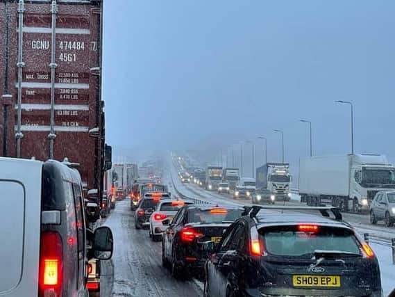 M62 latest - lane closures are in place as snow ploughs and gritters battle against snow