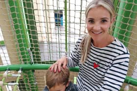 Helen Skelton with her sons on the new climbing frame at The Playhive, Stockeld Park in Wetherby