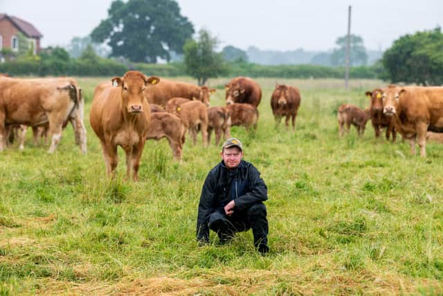 James Edgar, of High Bohemia Farm, near Wigginton, York. James is a Cattle and Sheep farmer as well as been a committee member for the Huby & Sutton Show, which is held this year on Sunday 2nd July at Sutton Park, Sutton on the Forest. Pictured James, with his herd of Limousin cattle.